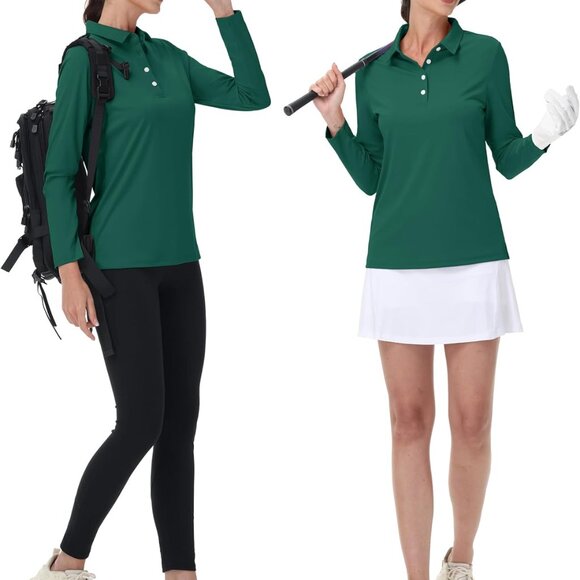 Women’s Long Sleeve Polo Shirt Lightweight Quick Dry UPF 50+ Sun Protection - Picture 6 of 6